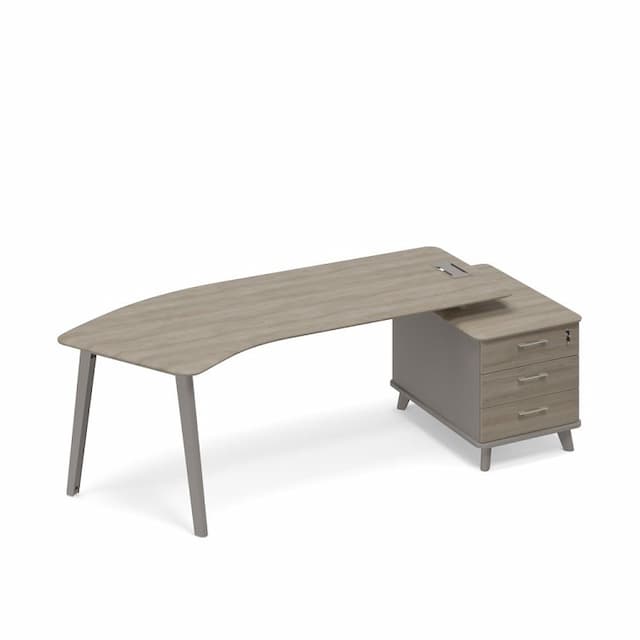 Стол эргономичный правый на тумбе малой (тип 5) Юнитекс ТМ М1 132 МП ВЛ ВЛ мокко премиум (корпус) / вяз либерти (столешница, топ, фасад)