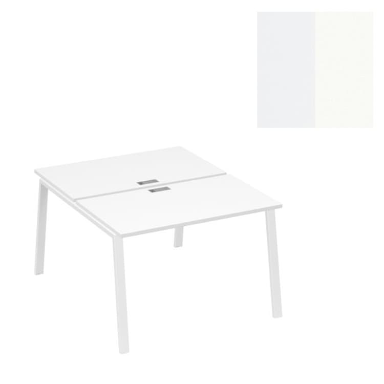 Рабочая станция Юнитекс А4 2х120 с металлокаркасом TRE А4 Б3 173 БП (120x144x75) белый премиум/металлокаркас белый