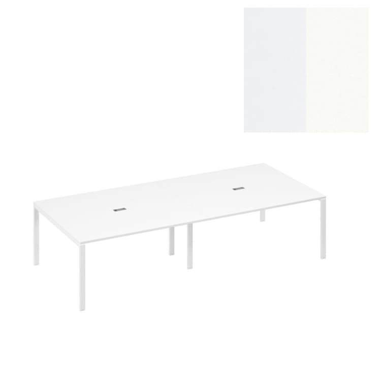 Стол (320x144) Юнитекс А4 опоры UNO в переговорную А4 Б1 136-2 БП (320x144x75) белый премиум/металлокаркас белый
