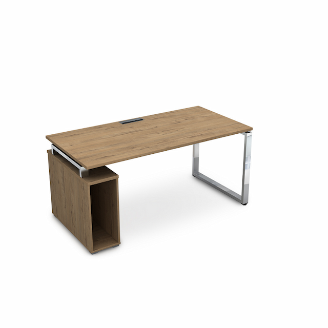Стол с тумбой под системный блок АЛСАВ Gloss line НССБ-О.984 teakwood/металл глянец