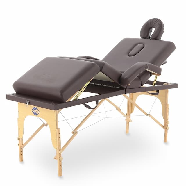 Массажный стол складной MED-MOS JF-Tapered 4-х секционный, деревянная рама, коричневый