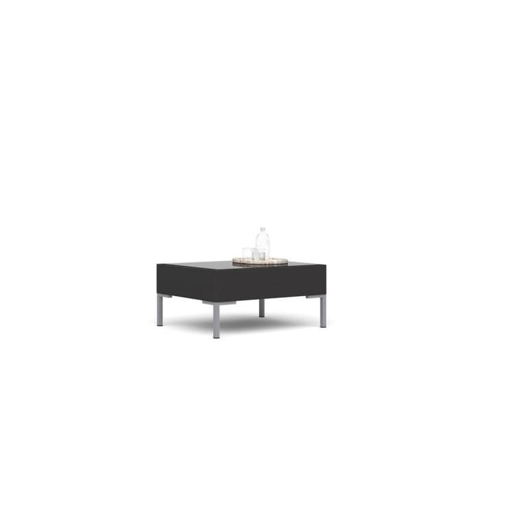 Стол журнальный со стеклом Юнитекс СИЕСТА Si/stol/C49 ткань Сахара / черная