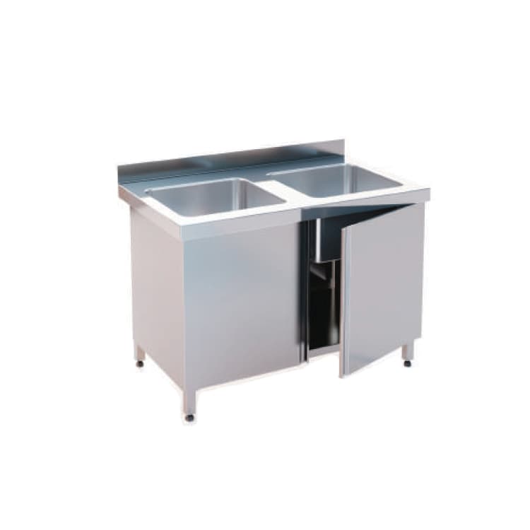 Стол закрытый с двумя ваннами Cryspi СВП Ш Р2 1500x600